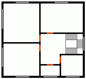 Пример классической планировки второго этажа дома без использования коридора